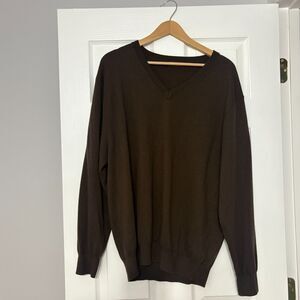 Kallspin Sweater Men’s XXL Brown V-Neck Wool Blend Grandpa Preppy Knit